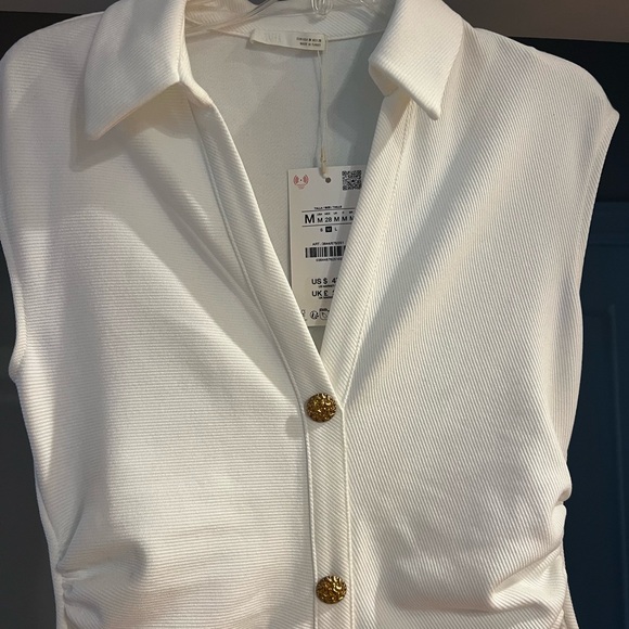 Zara Cream Button-Front Midi Dress - Picture 2 of 4